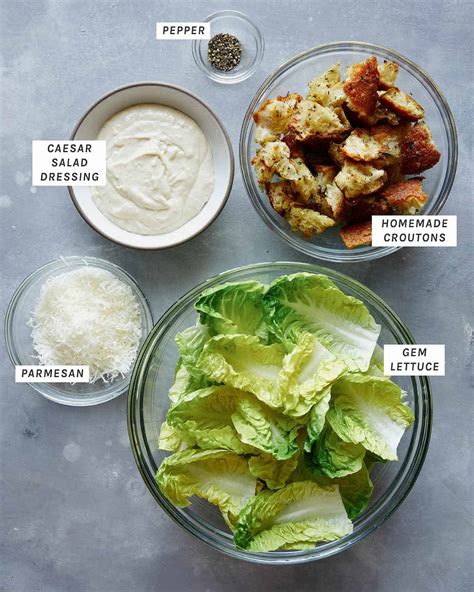 Caesar salad ingredients layout