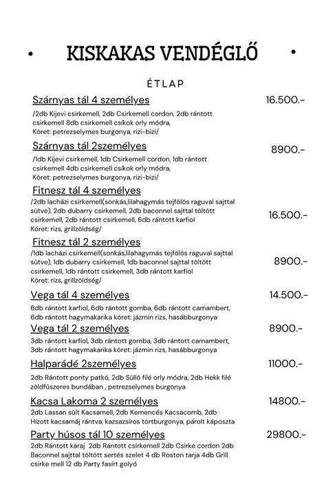 ziccer vendéglő étlap infografika