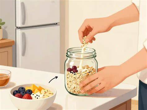 illustration of overnight oats preparation