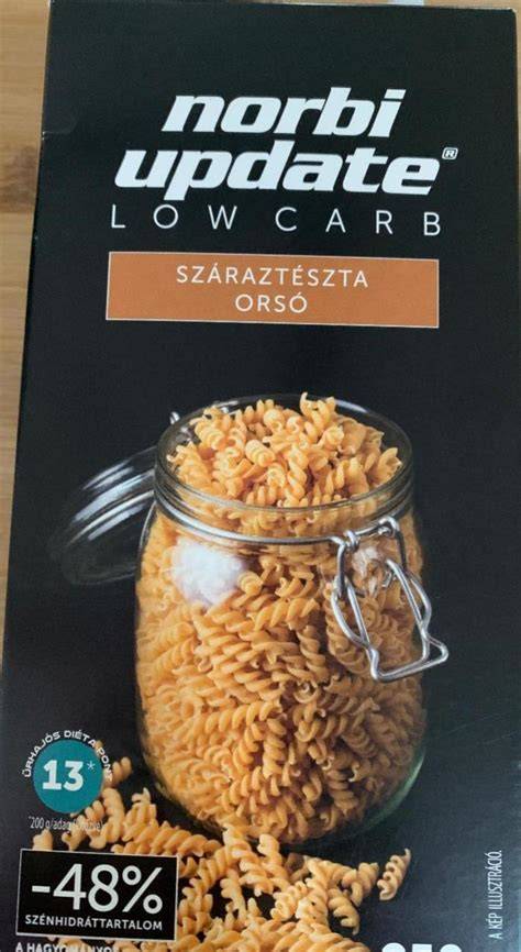 Infografika a low carb száraztészta tápanyag-összetételéről