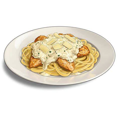 illustration of cheesy herb sauce pasta