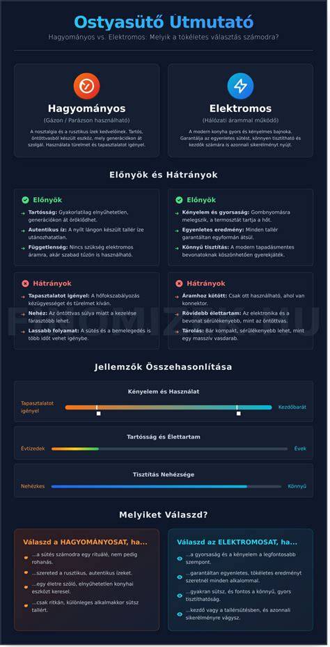 Infografika az ostyasütő típusokról és előnyökről
