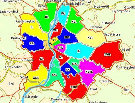 Budapest kivilágított kerületei és közterületei
