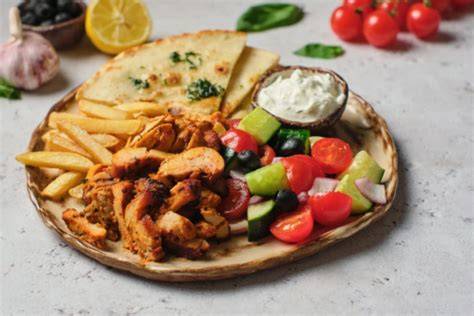 gyros tál összetevői infografika