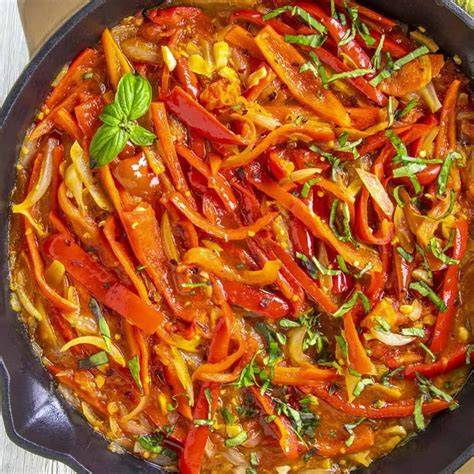 Peperonata tálalás pirítóssal