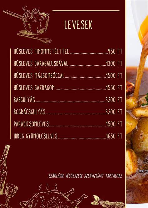 általános étlap áttekintő grafika (étterem és étlap vizuális összefoglaló)