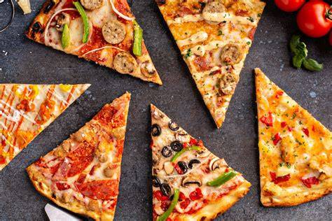 Pizza variációk és feltétek vizuális ábrázolása