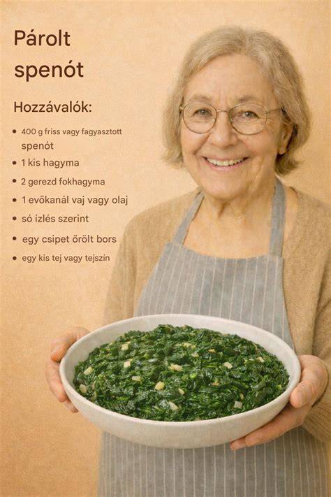 párolt spenót rétegezés vizuálisan