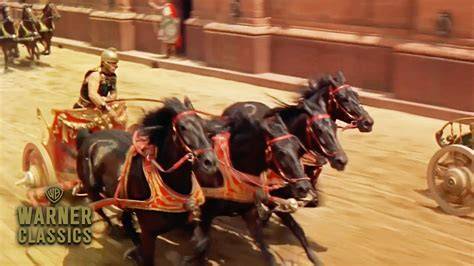 ben-hur chariot race set and horses